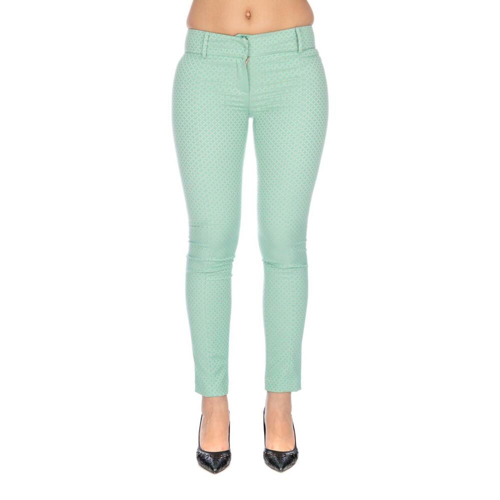 Patrizia Pepe Women's Green Jacquard Stretch‎ Low Rise Seam Trouser Pants Sz 42